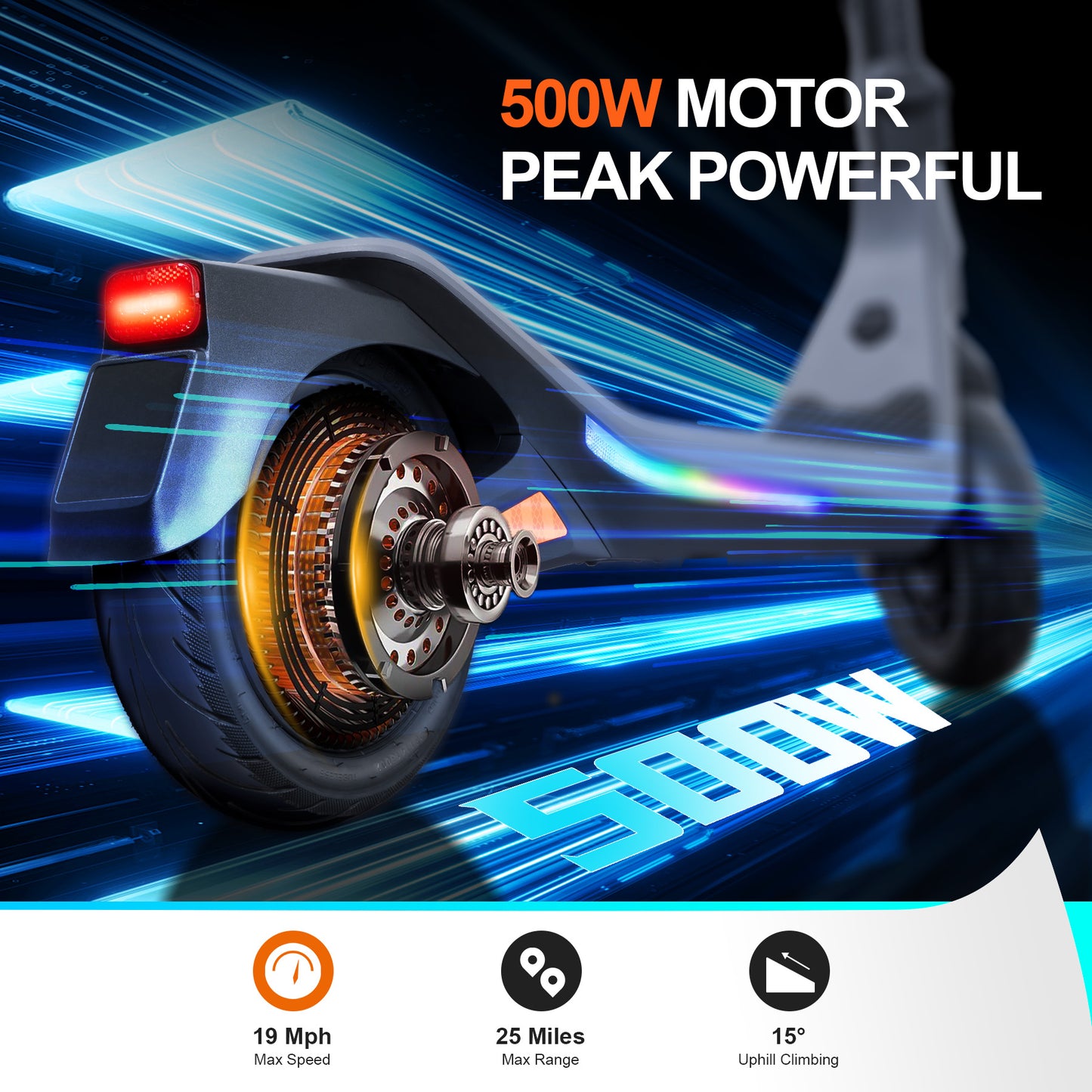 Electric Scooter RS300 CUNFON 500W Motor 19Mph 25Miles 360Wh Battery