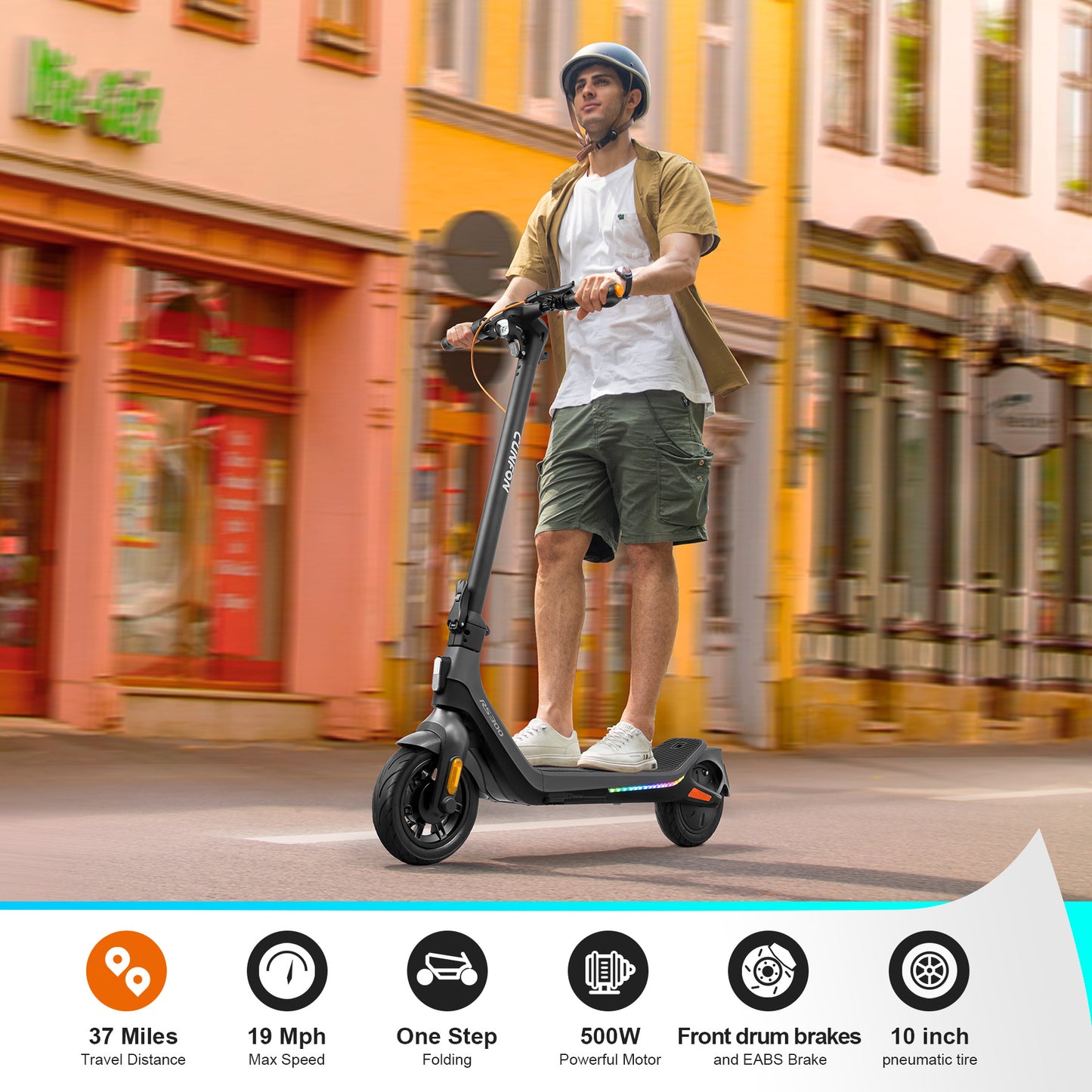 Electric Scooter RS300 CUNFON 500W Motor 19Mph 25Miles 360Wh Battery