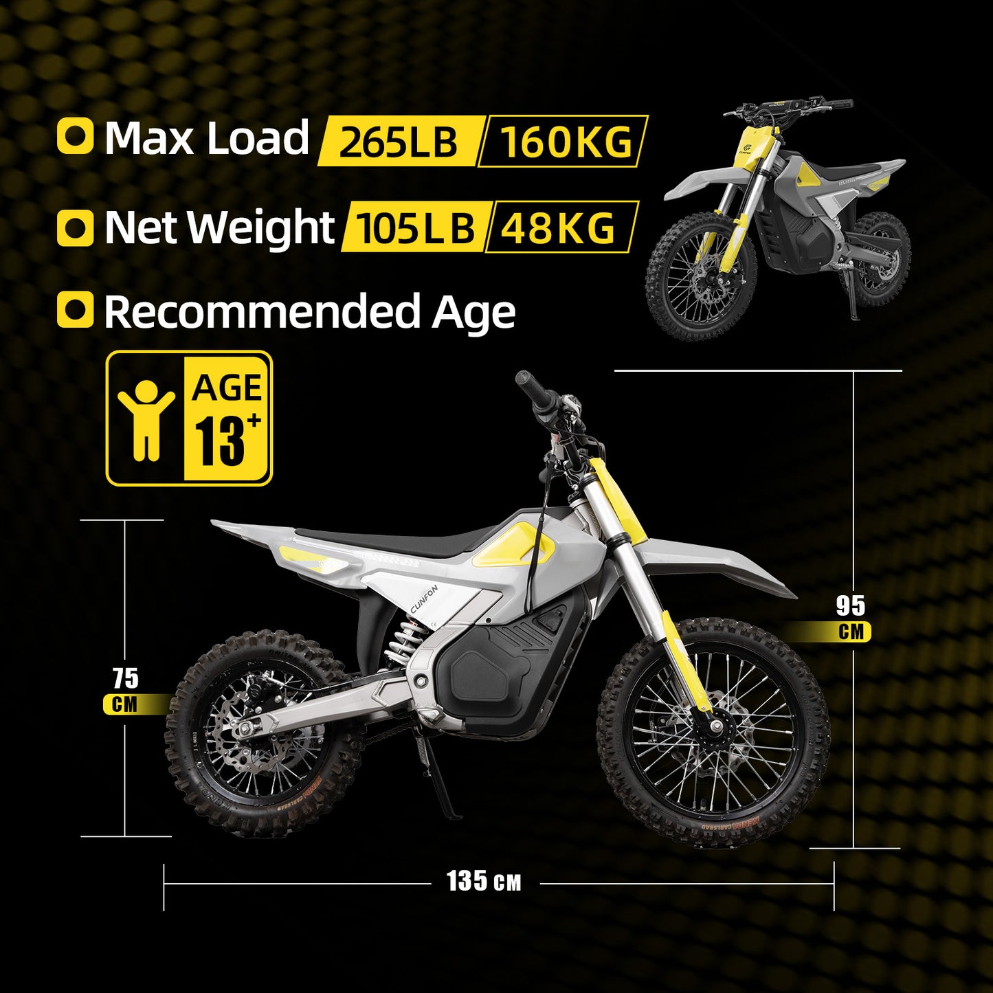 Cunfon M200 Electric Dirt Bike E Moto for Adults Teens